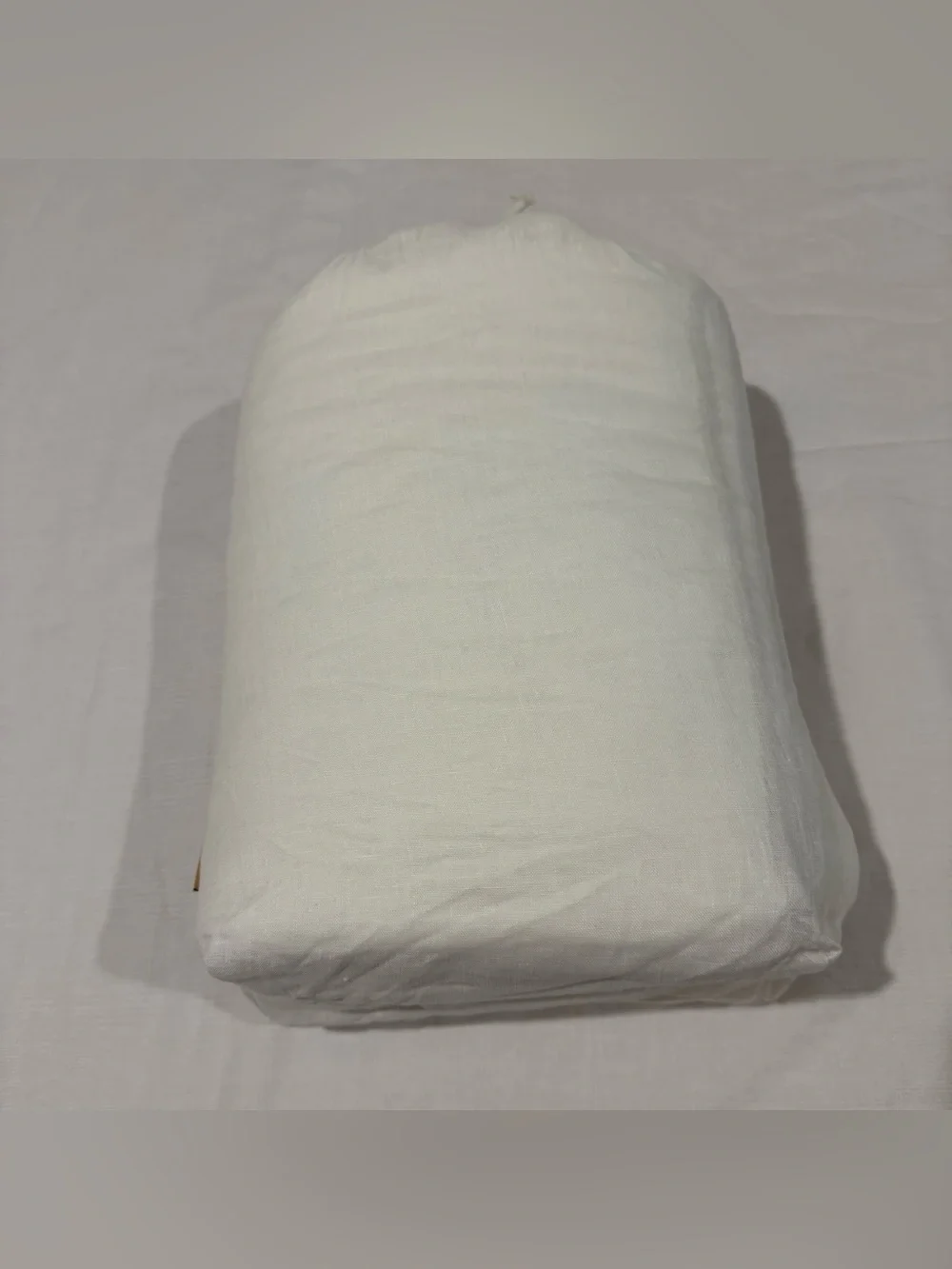 New Quince European Linen Piped Duvet Cover Set Full/Queen - White/Toffee $184